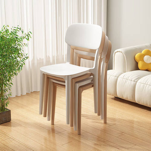 小匠材北欧家用塑料餐椅餐桌休闲吃饭椅子简约餐厅凳子靠背静雅白