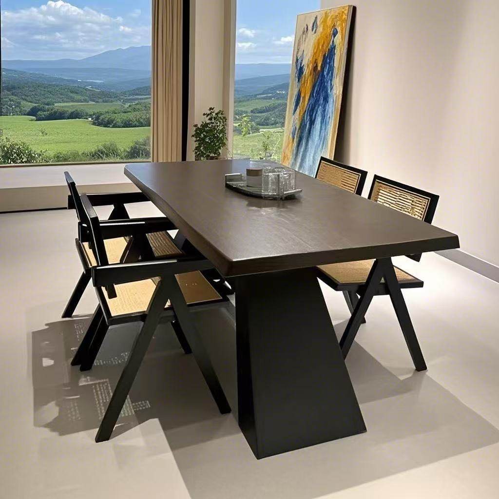 北欧实木餐桌椅组合简约现代书桌工作台长方形茶桌家用小户型餐桌