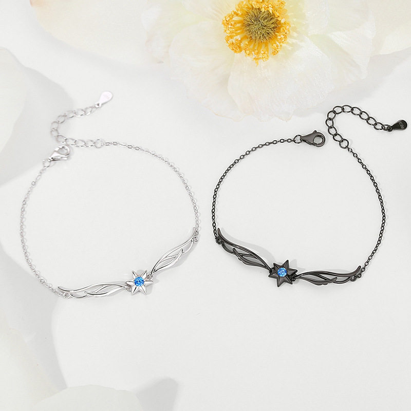 星翼手链女925纯银小众轻奢个性ins星星翅膀手环夏季百搭手链