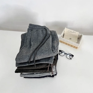 子 加厚直筒毛呢裤 一条过冬加绒保暖羊毛阔腿裤 女慵懒风休闲弯刀裤