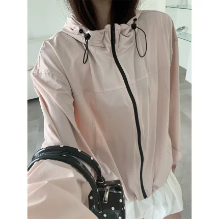 凉感防晒衣女夏季薄款 连帽宽松透气显瘦百搭户外防晒外套ZMC