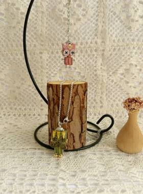 蒸汽朋克机器人情侣项链钥匙扣DIY手工木制品小众潮流