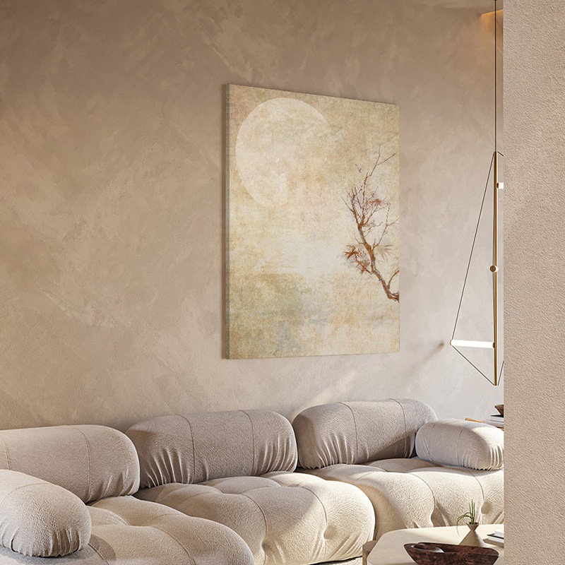 原创侘寂风挂画枫叶月光民宿玄关装饰画电表箱书房卧室个性艺术画