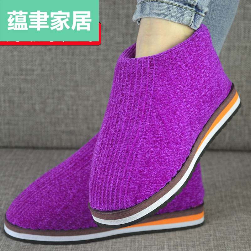 新版冬季纯手工金丝绒毛线编织棉鞋钩织居家鞋保暖棉靴加厚