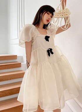 ISTYNI欧根纱大摆蓬蓬娃娃裙公主连衣裙女夏季款