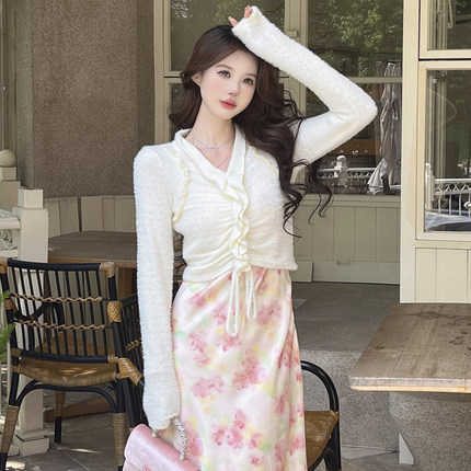 ISTYNI官方店木耳抽绳针织衫修身显瘦设计感上衣女秋季新款