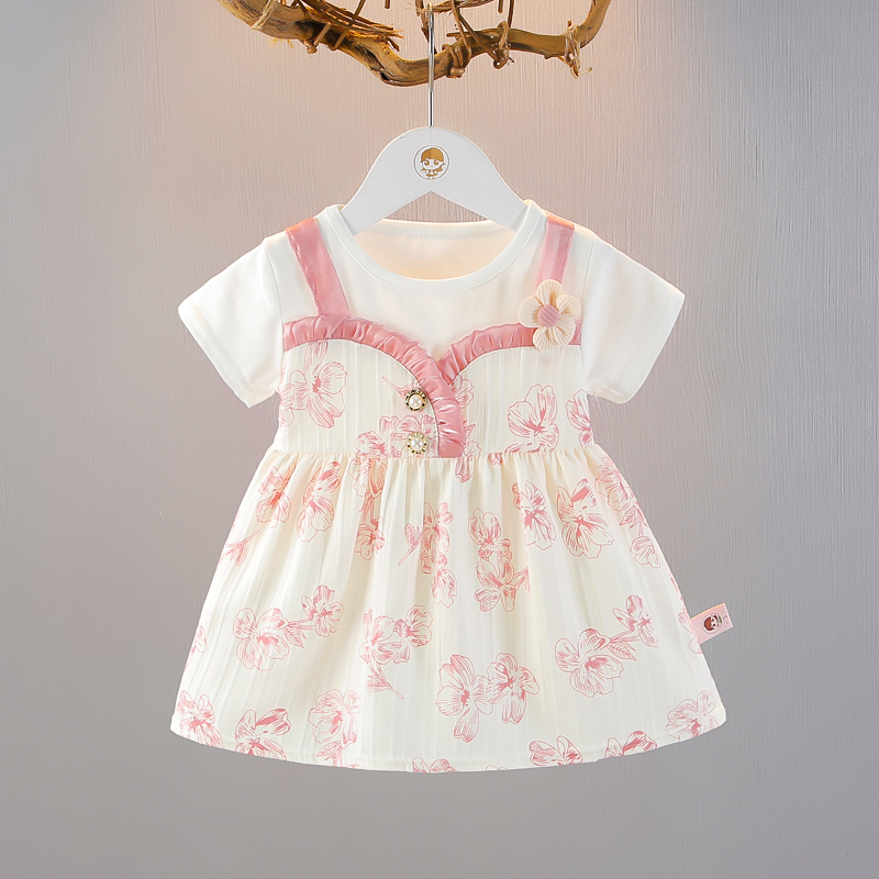 女童连衣裙2025新款婴儿童装夏季上衣周岁女宝宝洋气短袖公主裙子