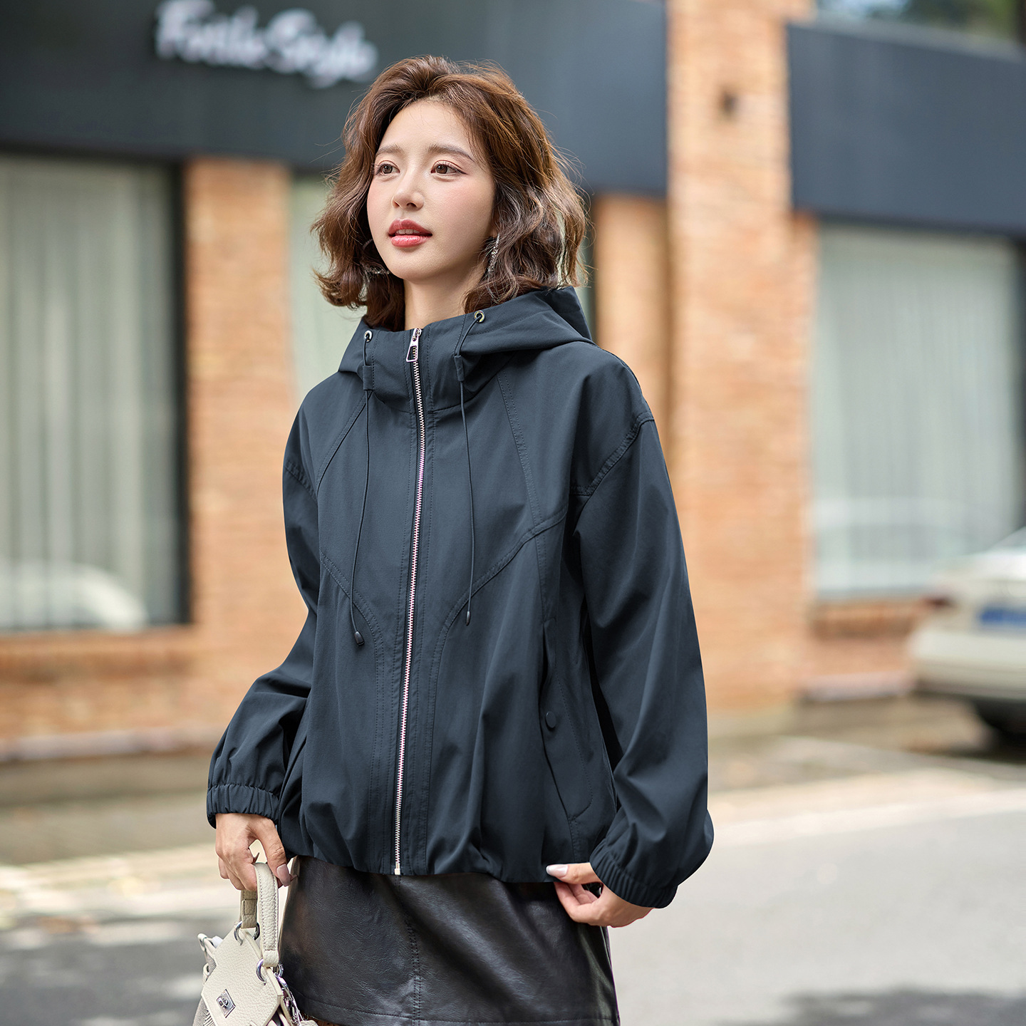 女装正品尚静专柜曼德诗2025新款小个子宽松百搭休闲夹克上衣