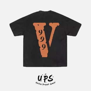 VLONE 999美版 T恤 联名限定橙色大V宽松短袖 UPS JuiceWrld