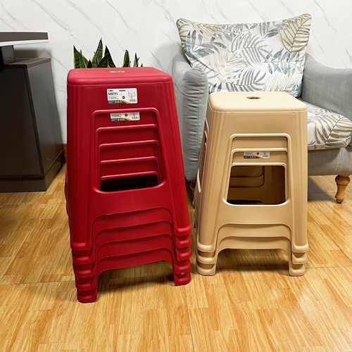 极简家用塑料凳防滑餐桌椅休闲凳子熟胶结实成人聚会板凳可叠放凳