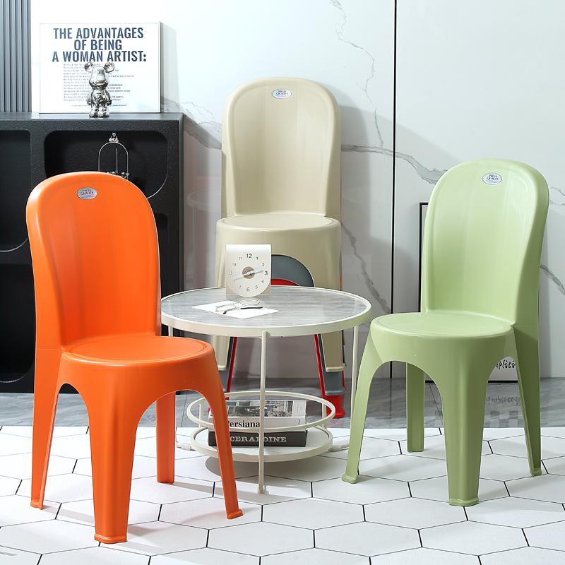 塑料特厚高靠背坐高35-45cm餐桌椅子可叠放休闲茶几椅儿童写字椅