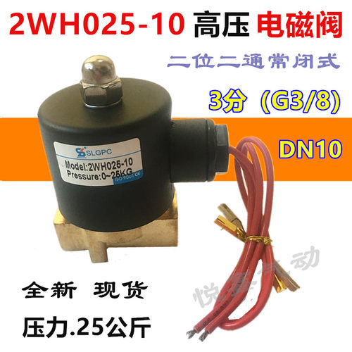 3分高压 2WH025-10高压电磁阀DN10二位二通高压电磁阀220V 24V