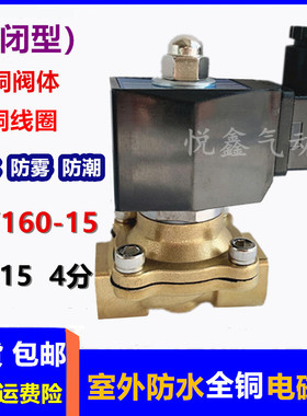 室外专用防水电磁阀2W160-15  4分 电磁阀水阀 DN15 24V 220V