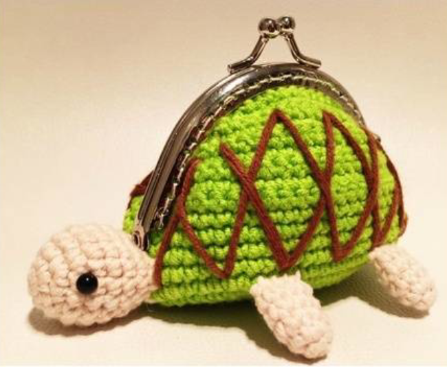 非成品手工diy礼品毛线钩针乌龟8.5cm口金包挂摆件电子图解教程