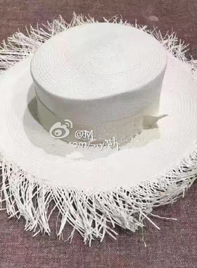 2021春夏流苏m字平顶巴拿马夏季出游度假沙滩白色撕边礼草帽子潮