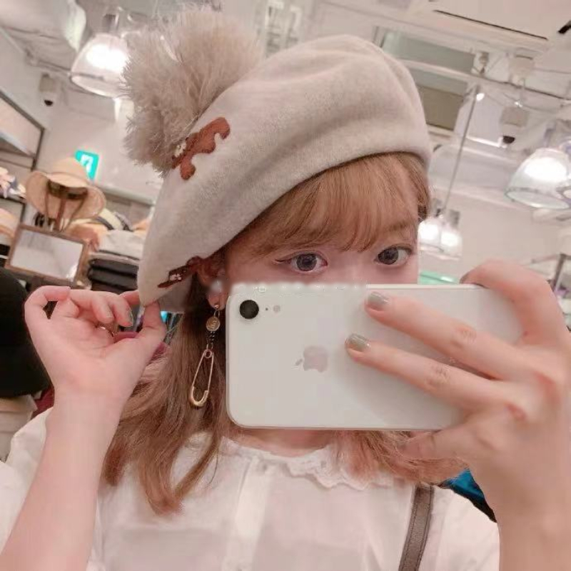 ca4l羊毛呢女英伦日系贝雷画家帽