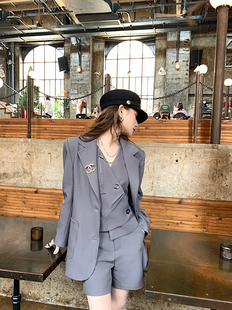 外套经典 韩系气质高级西装 灰色三件套 菲利克斯 YEXIAOTING叶小婷