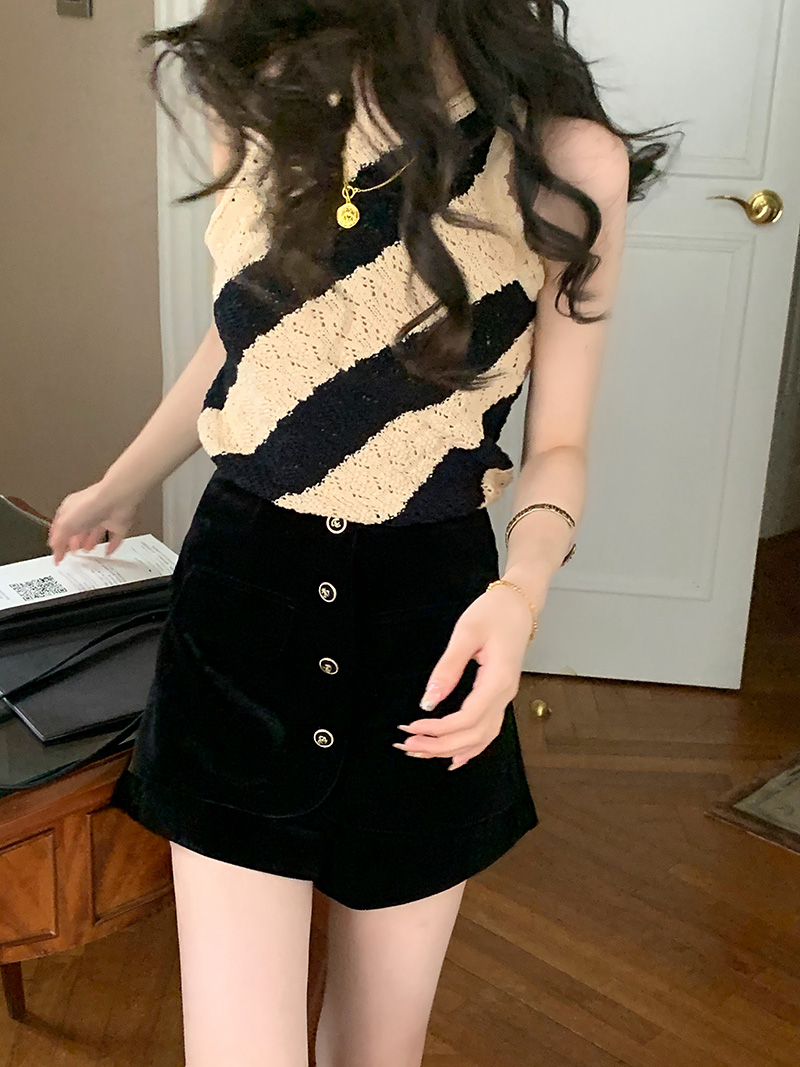 YEXIAOTING叶小婷 维也纳机场 双层丝绒伯爵短裤辣妹小众设计感