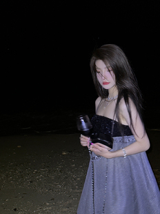 YEXIAOTING叶小婷 亮片拼接吊带连衣裙短裙宽松浪漫 雅戈尔曼酒廊