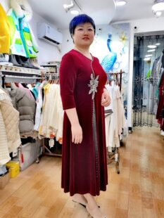 2893大码女装胖mm时尚百搭洋气收腰显瘦丝绒旗袍