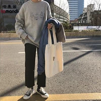 Quần béo chị gái size lớn mùa thu mới quần jean đen thẳng nữ lỏng lẻo học sinh Hàn Quốc quần ống rộng - Quần jean quần jean nữ thu đông