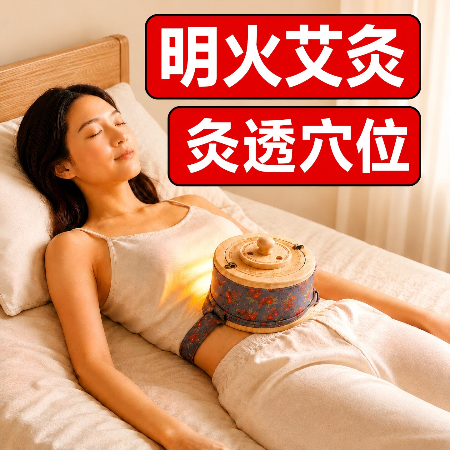 大明古艾无漆楠竹艾灸罐双层可拆洗滤家用随身灸防烫不烫伤腰腹罐