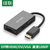 绿联DP转HDMI VGA三合一转换器笔记本电脑外接屏显示器4k高清 DVI
