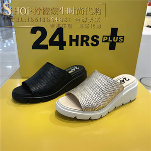 24HRS经典延续款夏季西班牙进口女鞋超轻厚底小牛皮时尚拖鞋25720