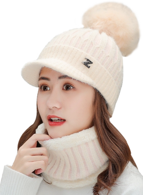 女秋冬百搭鸭舌帽针织毛线帽帽子