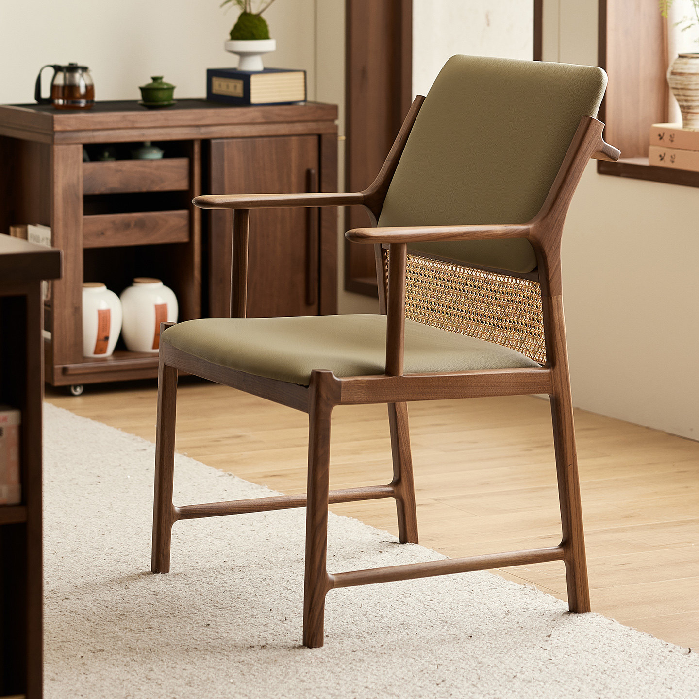 yamoo北美黑胡桃木中古风书椅