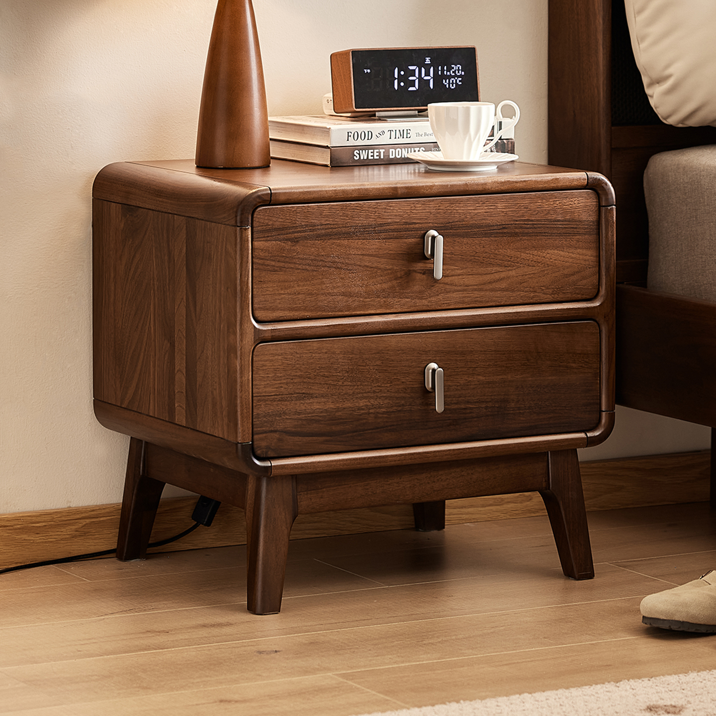 yamoo北美黑胡桃木床头柜