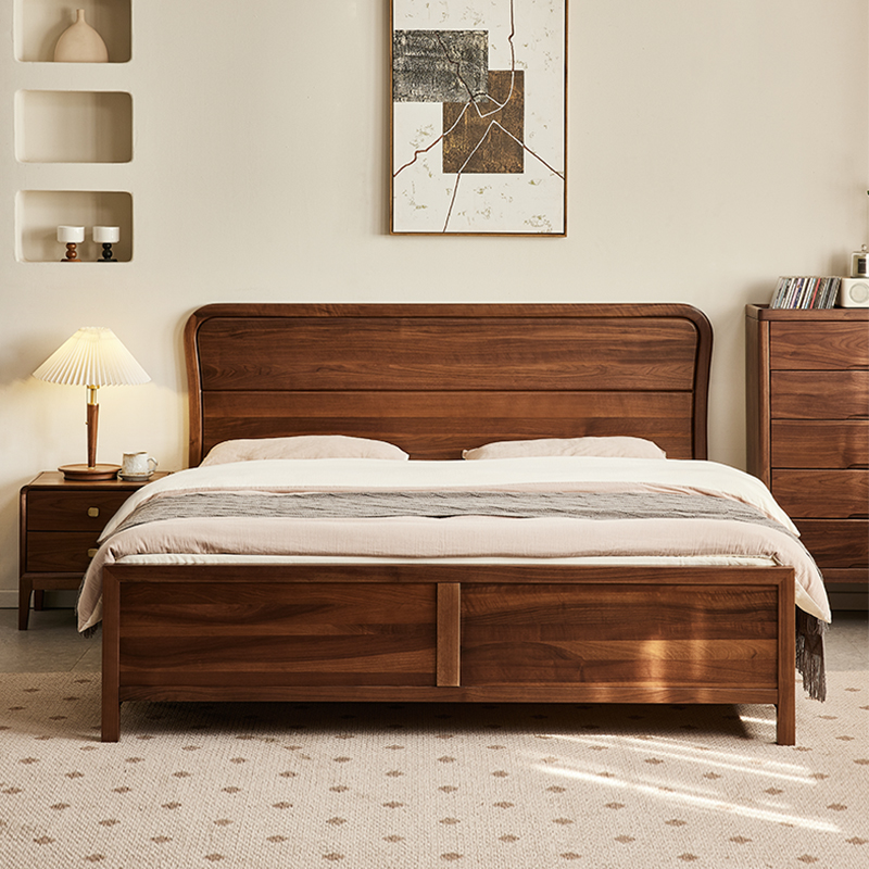 yamoo北欧双人北美黑胡桃木床