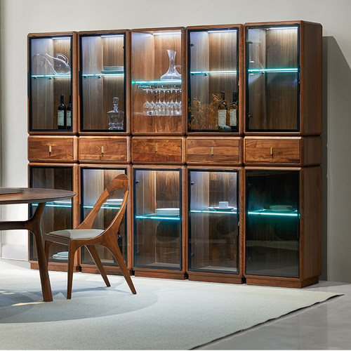 北美黑胡桃木酒柜yamoo储物柜