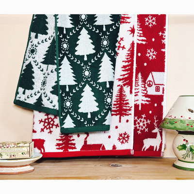 圣诞氛围感长绒棉提花毛巾浴巾