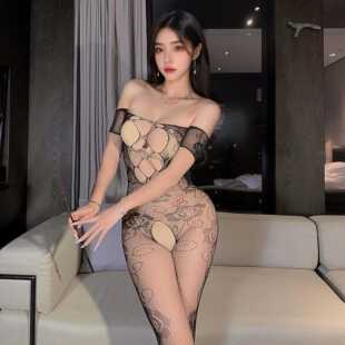 女情调网纱开档内衣套装透视诱惑睡衣丝袜连体装秋季穿搭