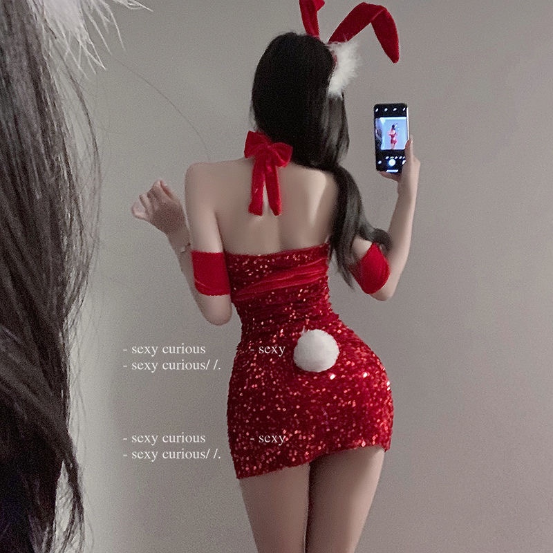 新年圣诞服装万圣节兔女郎连衣裙制服性感红色战袍可爱套装