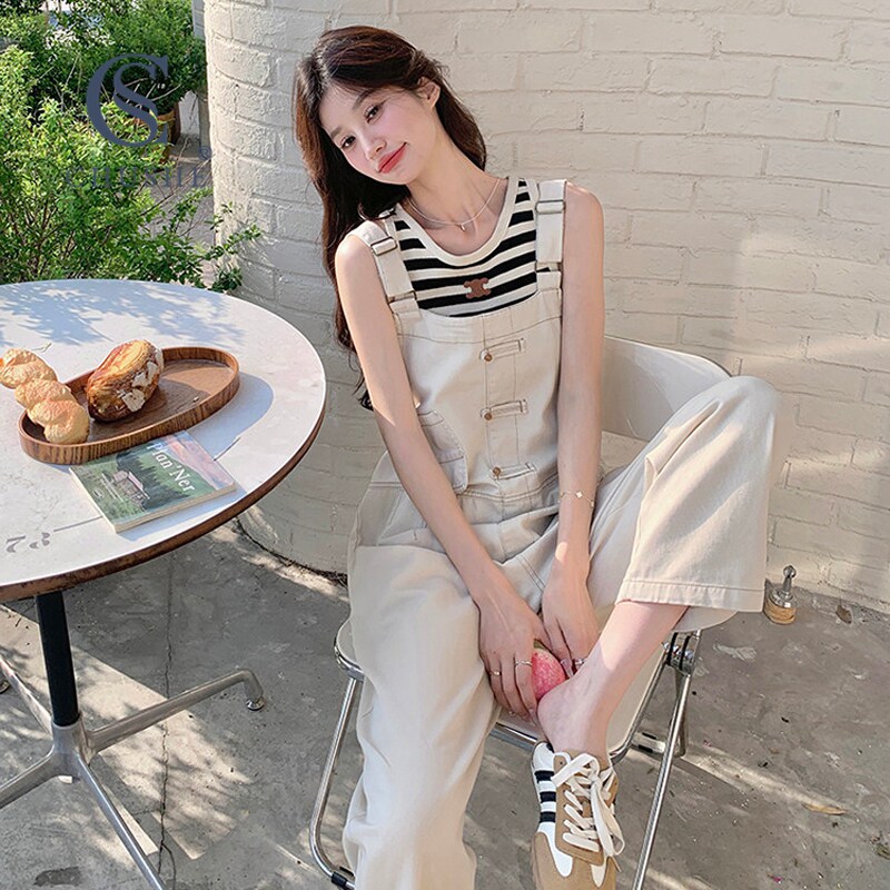 工装背带裤牛仔裤女2026夏新款小个子减龄休闲宽松显瘦直筒阔腿裤