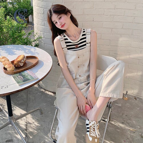 工装背带裤牛仔裤女2026夏新款小个子减龄休闲宽松显瘦直筒阔腿裤