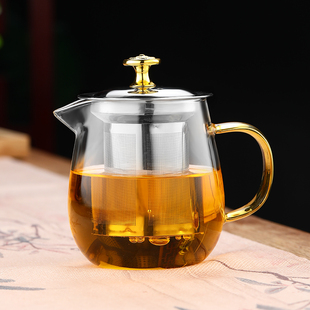 加厚玻璃茶壶高硼硅耐高不锈钢内胆简约防爆耐热茶水分离过滤套装
