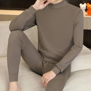 男士保暖内衣男套装纯棉半高领全棉毛衫打底大码薄款秋衣秋裤冬季