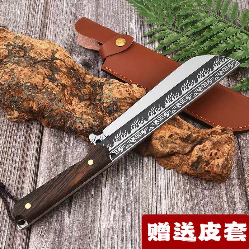 龙泉锻打砍骨刀斩切刀户外露营开路锋利砍柴刀生存刀具家用切菜刀