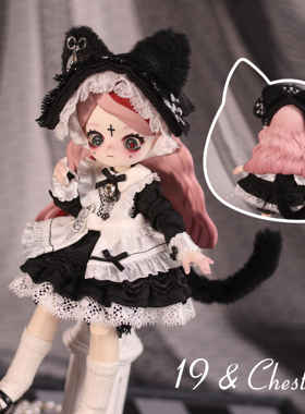 19和栗子针尾巷BJD娃衣12分8分玩偶黑丝缎南瓜裤猫耳围裙黑丝休闲