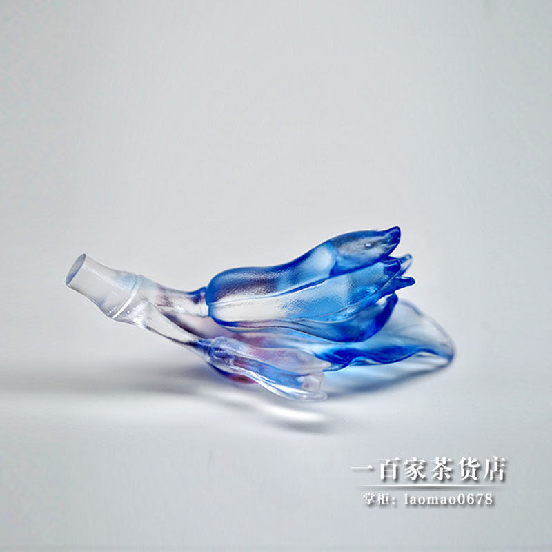 梁明毓茶具琉璃茶枕 白兰花 古法脱蜡 茶席茶匙茶饰 文房毛笔托架