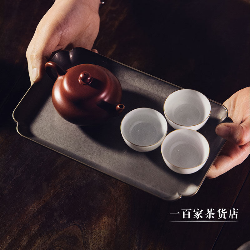 学古|倭口锡托盘 中式复古手工锡制托盘果盘干泡盘壶托壶承