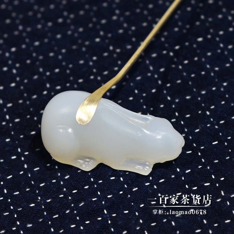梁明毓古法琉璃 | 茶席茶枕 毓兔（大小号）文房摆件 生肖兔