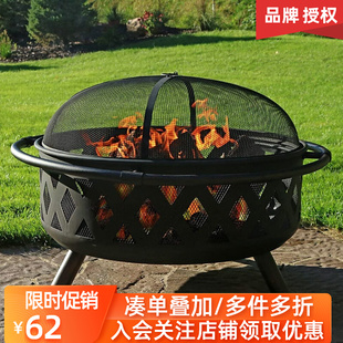 户外圆形烧烤炉便携式取暖烤火柴火炉木柴炉子野外篝火晚会大火盆