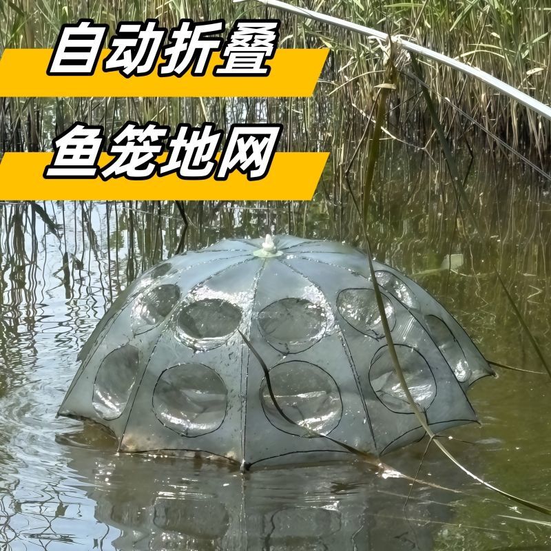 伞笼鱼网捕鱼笼捕虾笼可折叠圆形伞网手抛渔网龙虾网超大加厚结实