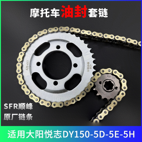 适用大阳悦志DY150-5D-5E-5H牙盘链条轮大小齿摩托车油封三件套链