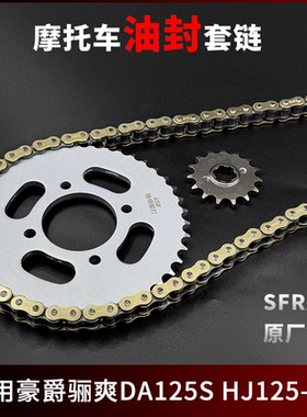 适用豪爵骊爽DA125S HJ125-20牙盘链条大小齿摩托车油封三件套链