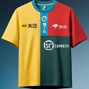趣味潮流圆领衣印花大码 饿了么美团京东顺丰拼接短袖 T恤男女个性
